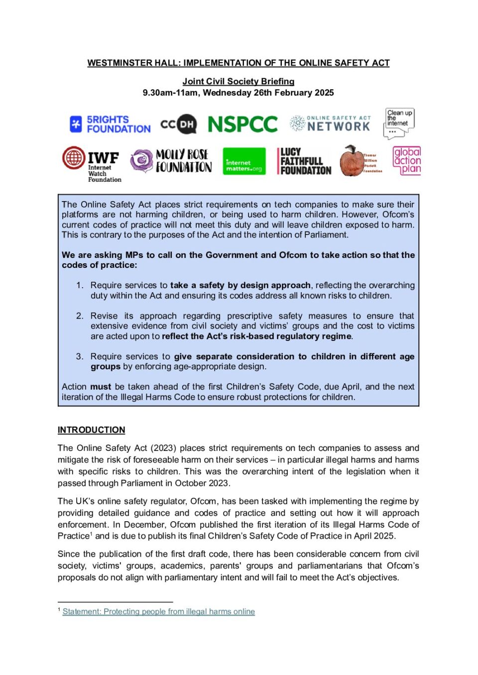 Joint Civil Society Briefing - Implementation of the Online Safety Act.docx 1